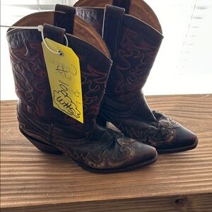 Corral Brown Boots red stitching and snake skin
